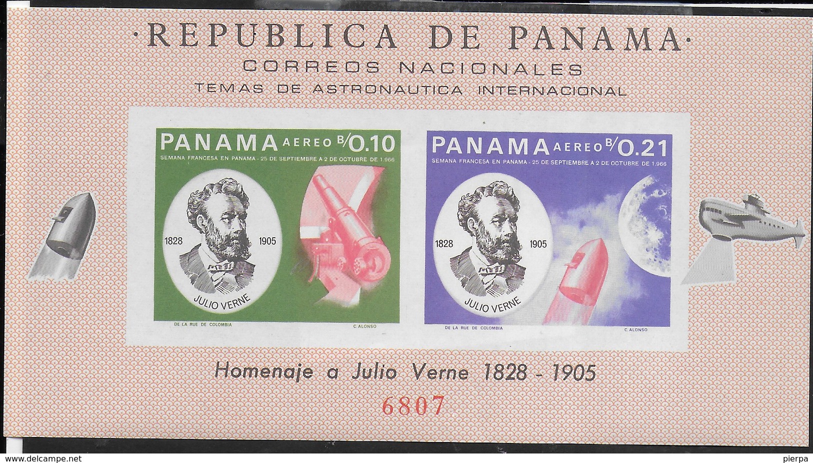 PANAMA - 1966 - OMAGGIO A GIULIO VERNE - FOGLIETTO NUOVO **( MICHEL BL 64) - Sud America