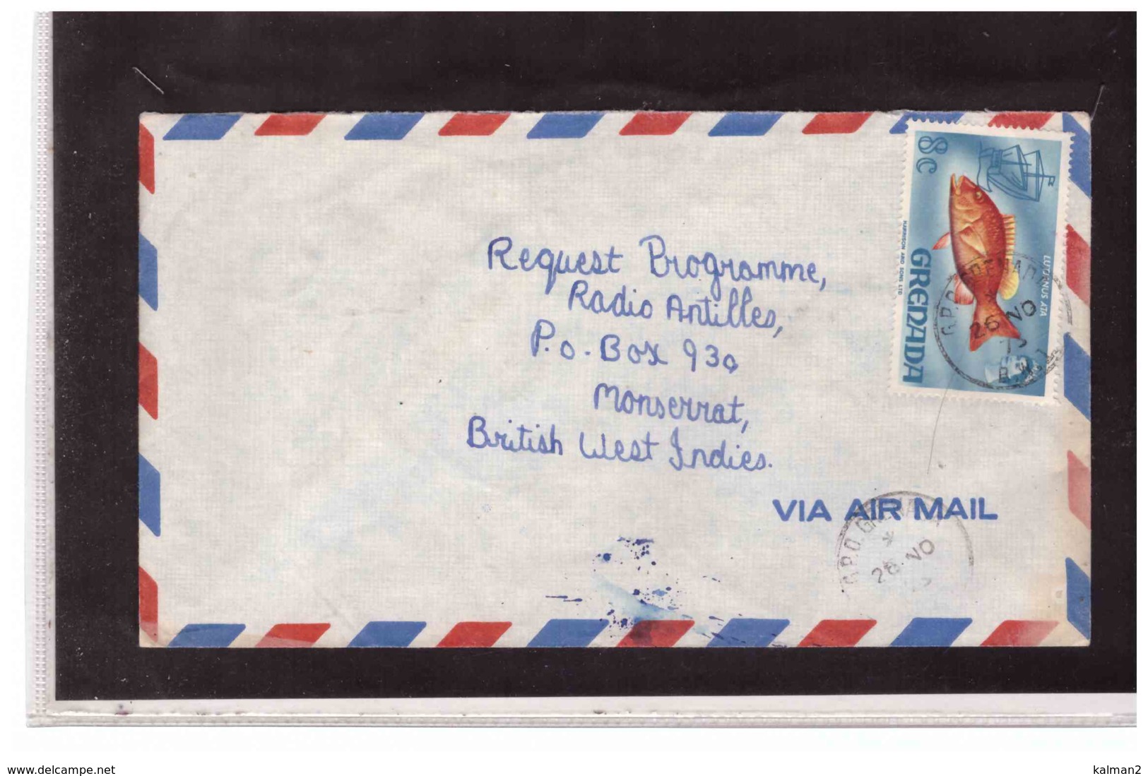 TEM10206   -   GRENADA   -  AIR  MAIL COVER TO  MONTSERRAT - Grenade (1974-...)