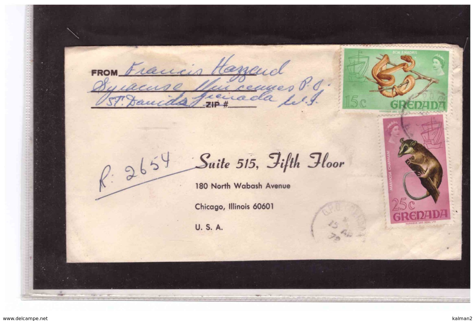 TEM10248   -   GRENADA   -  AIR  MAIL COVER TO  CHICAGO- U.S.A. - Grenada (1974-...)