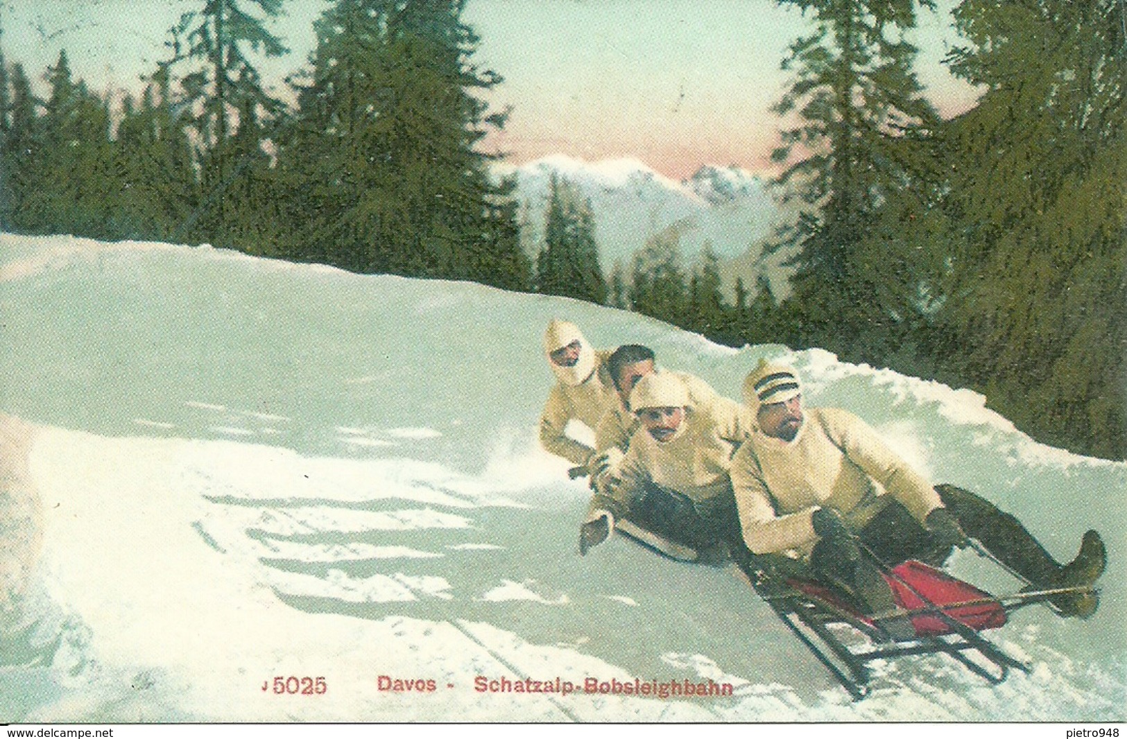 Davos (Grisons, Svizzera) Schatzalp, Bobsleighbahn, Riproduzione D02, Reproduction, Illustrazione - Davos