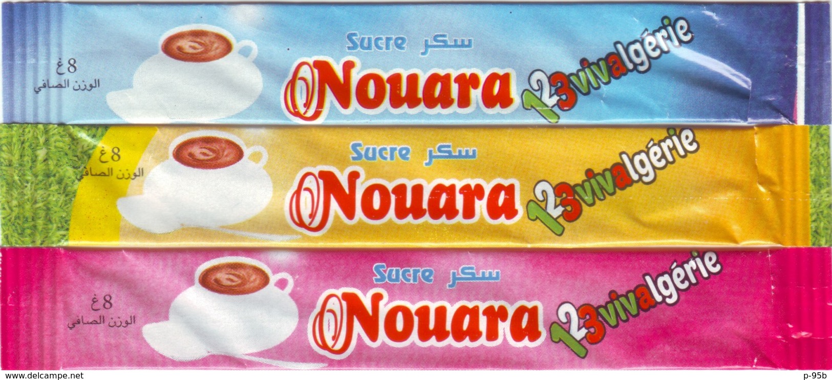 Sucre - 3 Sticks De Sucre Vide " Nouara"- Algérie. - Sucres