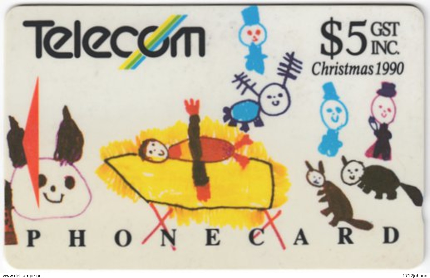 NEW ZEALAND A-767 Magnetic Telecom - Occasion, Christmas, Child Drawing - Used - Nieuw-Zeeland