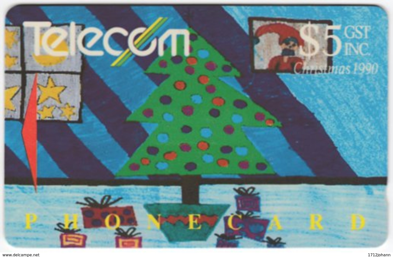 NEW ZEALAND A-768 Magnetic Telecom - Occasion, Christmas, Child Drawing - Used - Nueva Zelanda