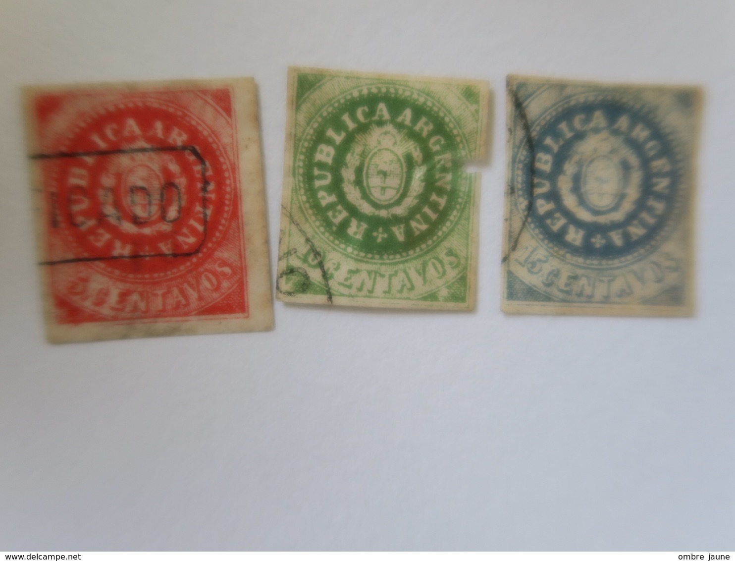 Timbres ARGENTINE - N° 7 - 5 - 10 E T 15 CENTAVOS - Usados