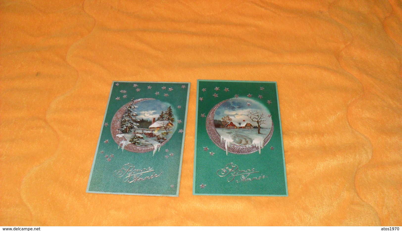 LOT DE 2 CARTES POSTALES GAUFREES ANCIENNES CIRCULEES DATE ?../ SERIE 6396...BONNE ANNEE...CACHET + TIMBRE - Anno Nuovo