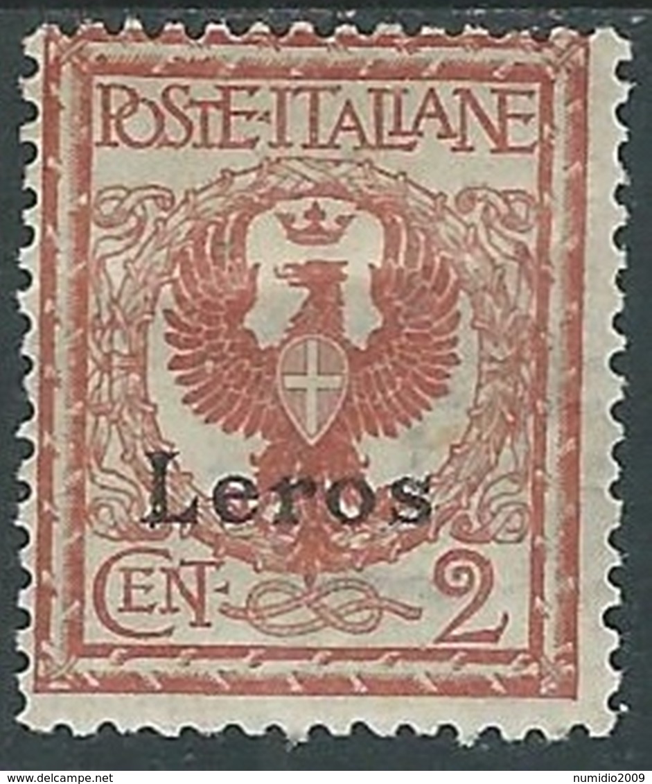 1912 EGEO LERO AQUILA 2 CENT MH * - RA20-5 - Egée (Lero)