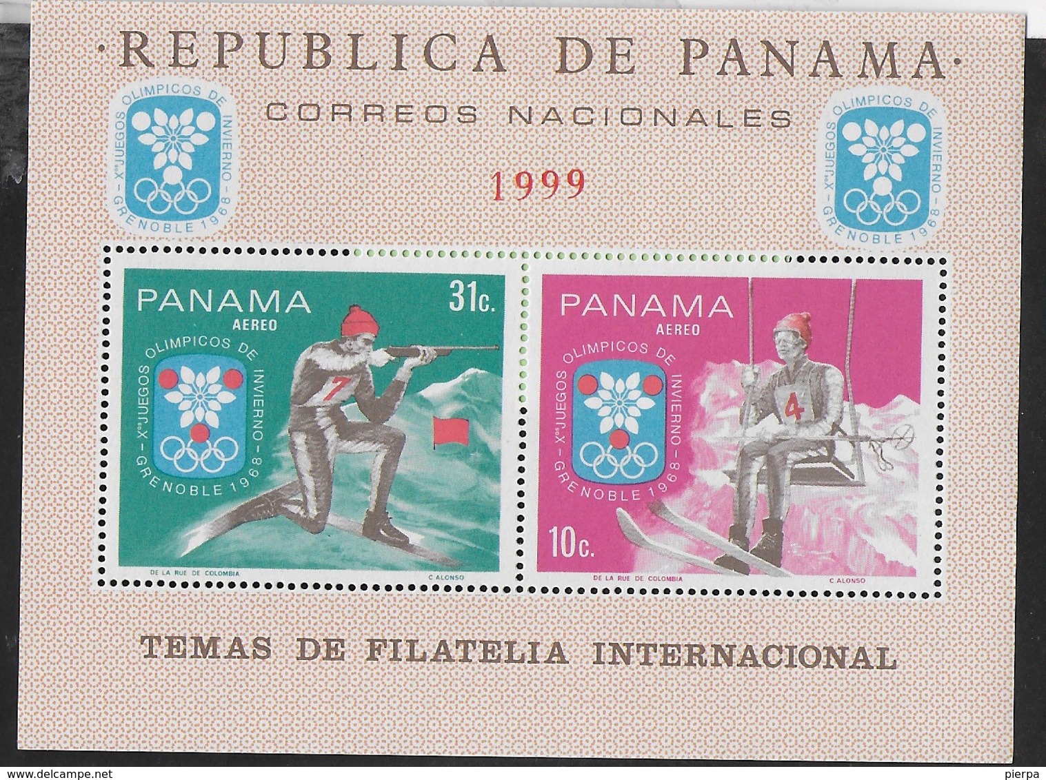 PANAMA - 1968 - GIOCHI OLIMPICI INVERNALI - GRENOBLE '68  - FOGLIETTO NUOVO ** ( MICHEL BL 88) - Inverno1968: Grenoble