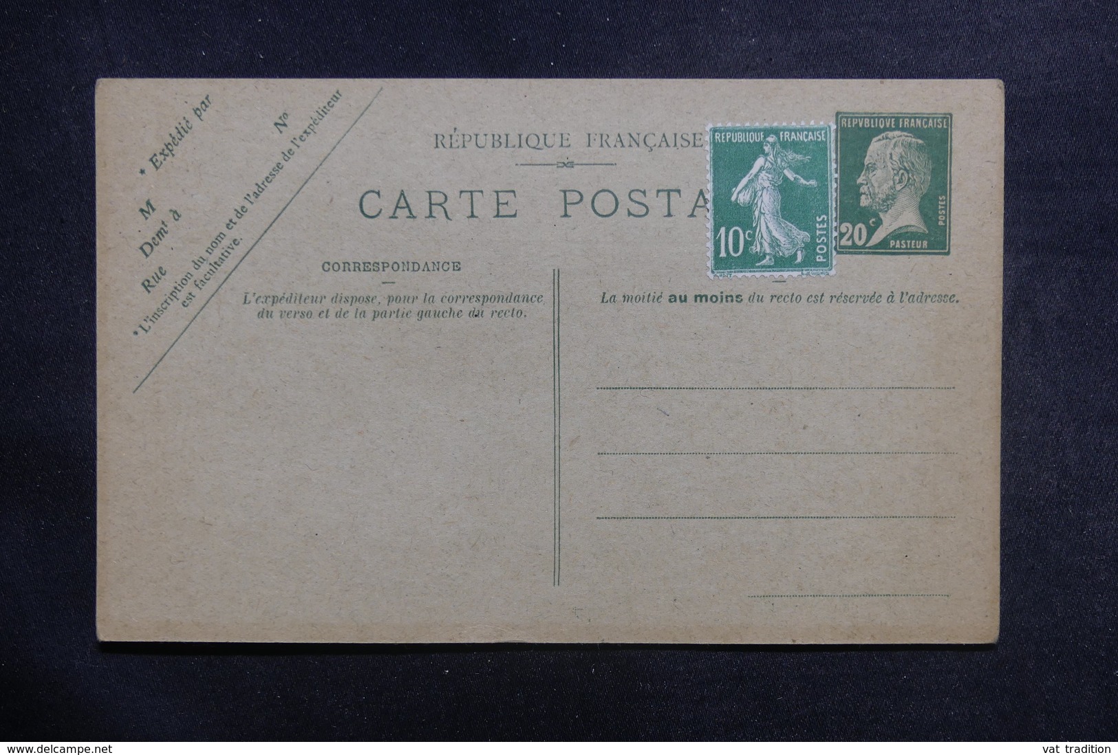 FRANCE - Entier Postal Type Pasteur + Complément Semeuse, Non Circulé - L 39029 - Cartes Postales Types Et TSC (avant 1995)