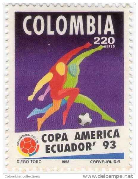 Lote 910, Colombia, 1993, Sello, Stamp, American Soccer Cup, Ecuador, Copa America De Football - Colombia