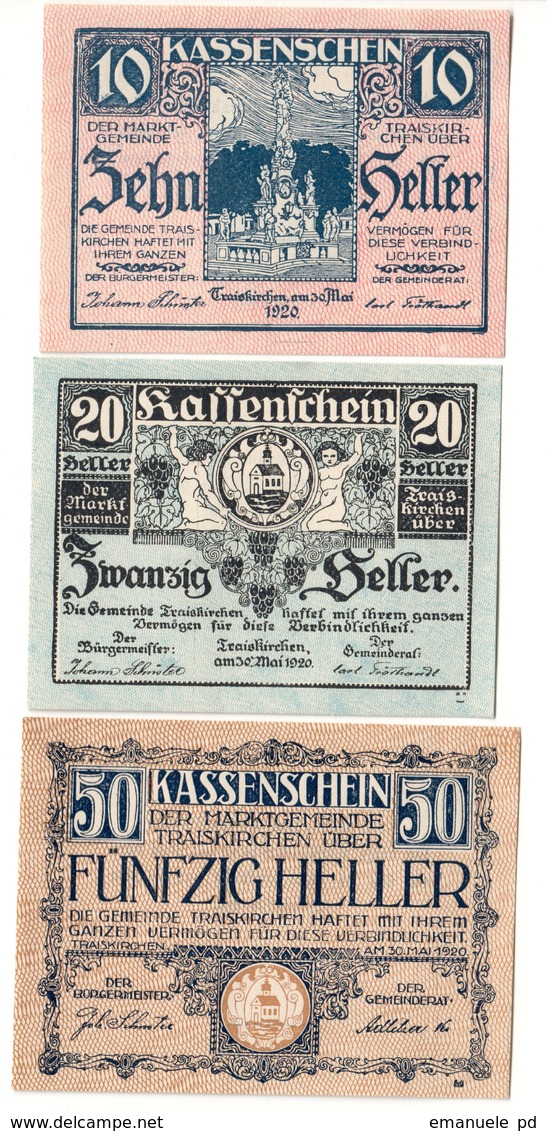 Austria Notgeld Lot / Set - TRAISKIRCHEN X 3 - Austria