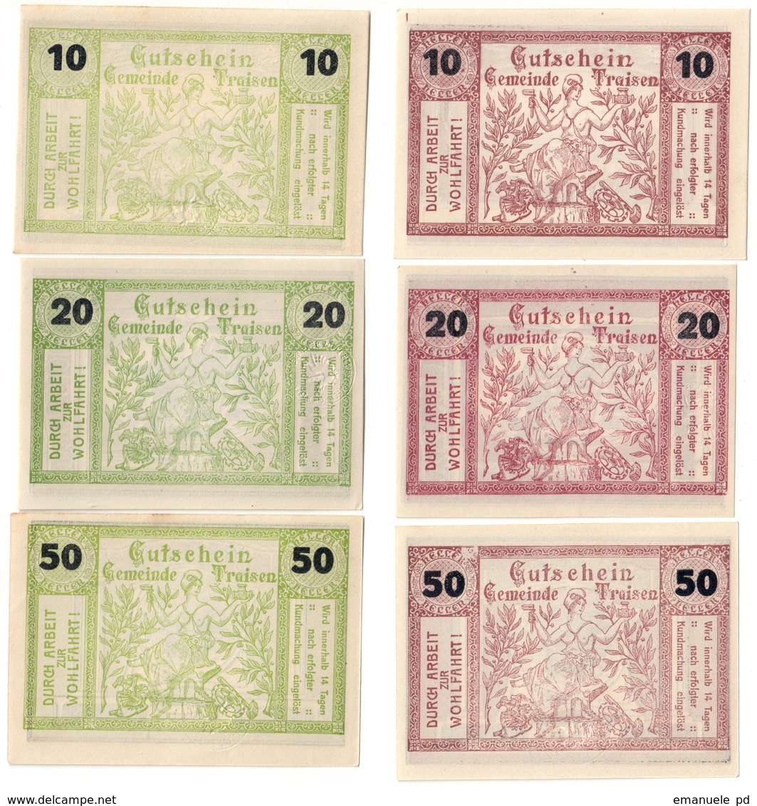 Austria Notgeld Lot / Set - TRAISEN X 6 - Austria