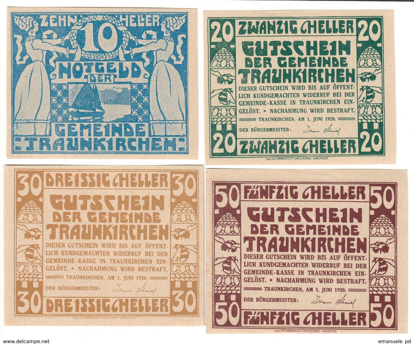 Austria Notgeld Lot / Set - TRAUKIRCHEN X 4 - Oostenrijk