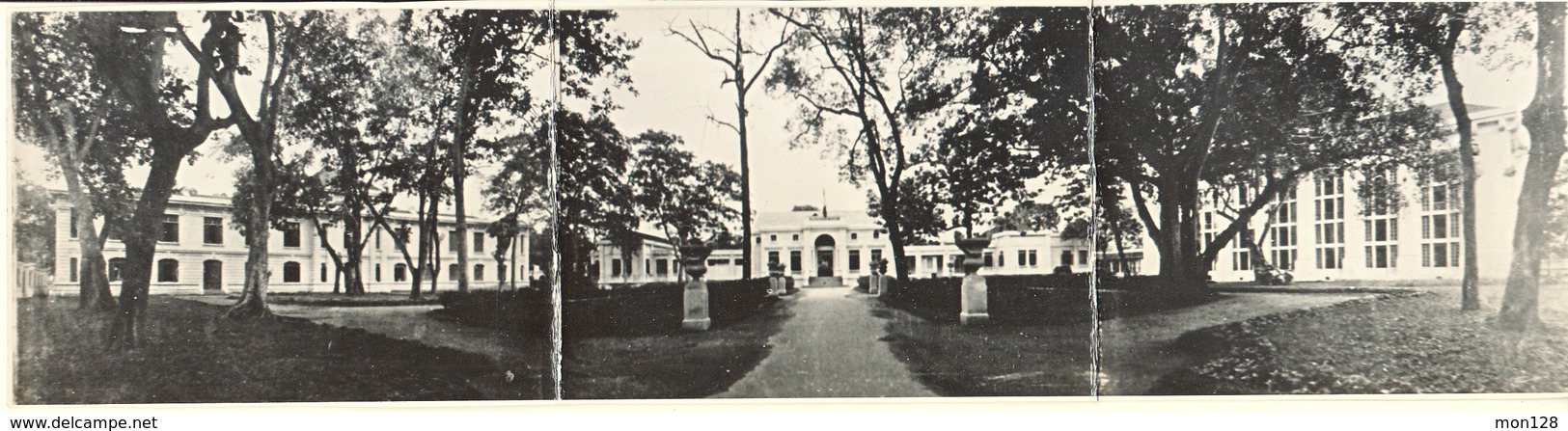 ARCHIVES ET BIBLIOTHEQUE DE HANOÏ VIET NAM 1949 - PHOTO PANORAMIQUE PLIEE EN 3- DIMENSIONS 23x6 Cms - Luoghi