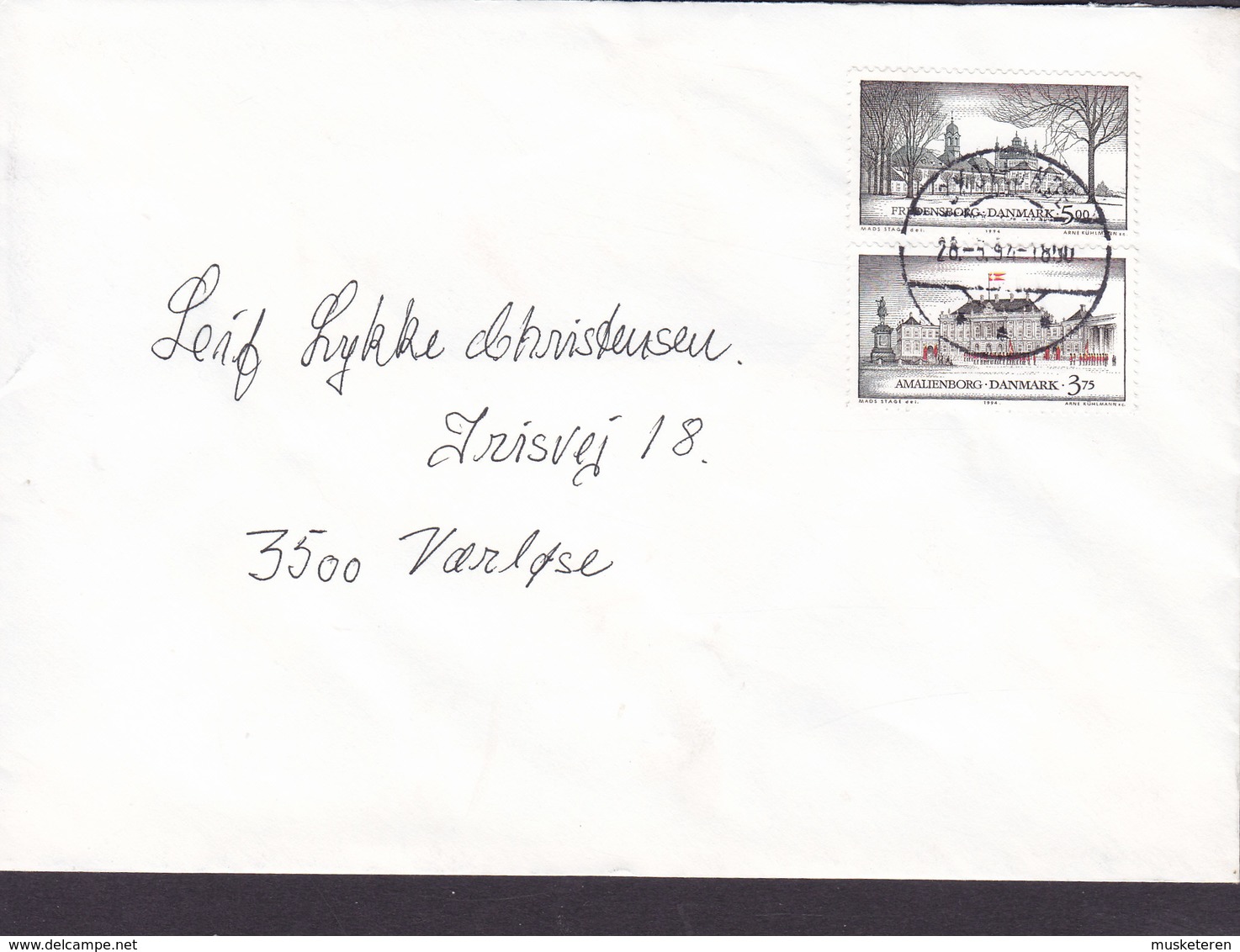Denmark Brotype IId SKOVLUNDE 1994 Cover Brief VÆRLØSE Fredensborg & Amalienborg Castles Stamps - Storia Postale