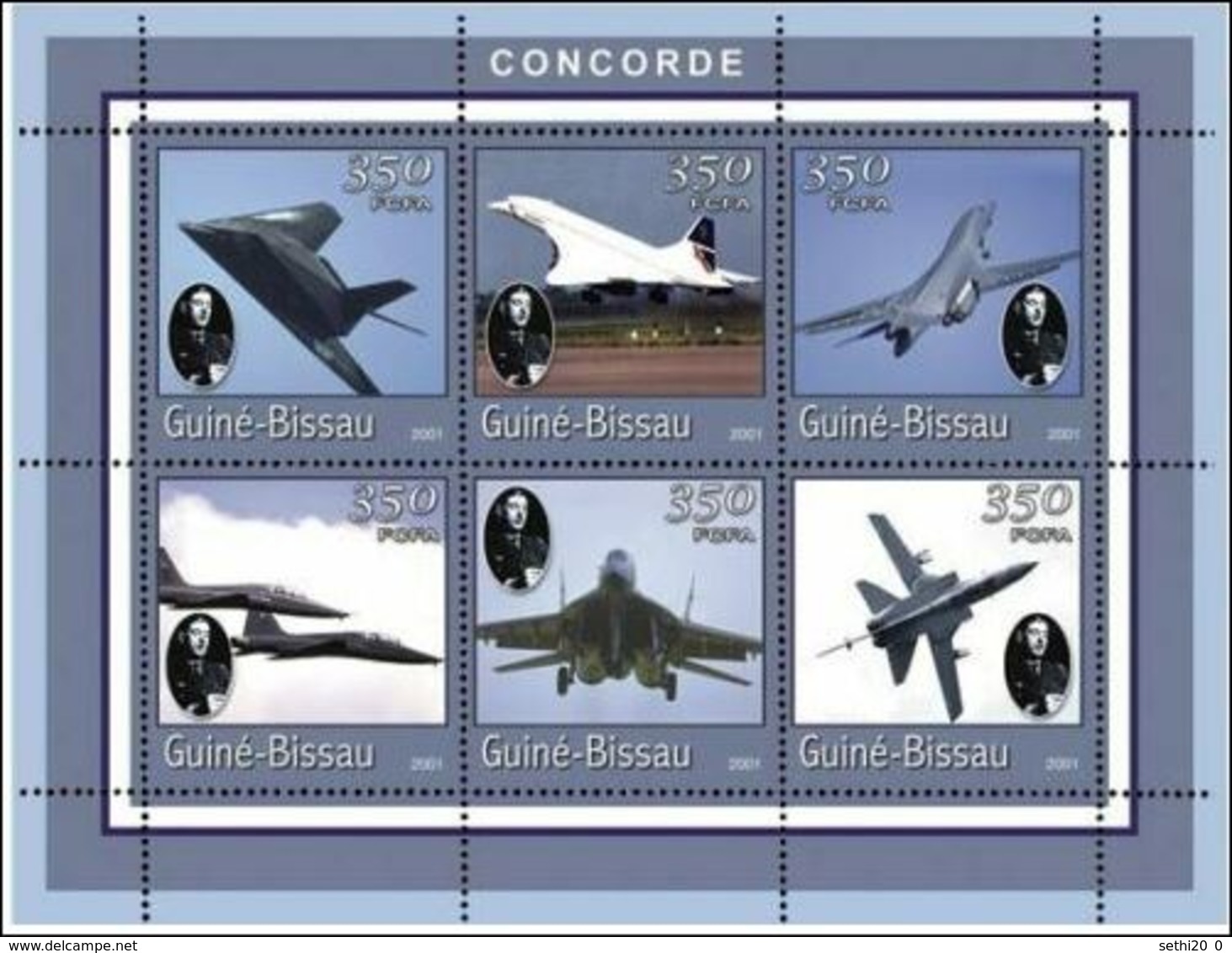 Guinée Bissau  2001 Concorde Charles De GAULLE  Couleurs Foncées MNH - De Gaulle (General)