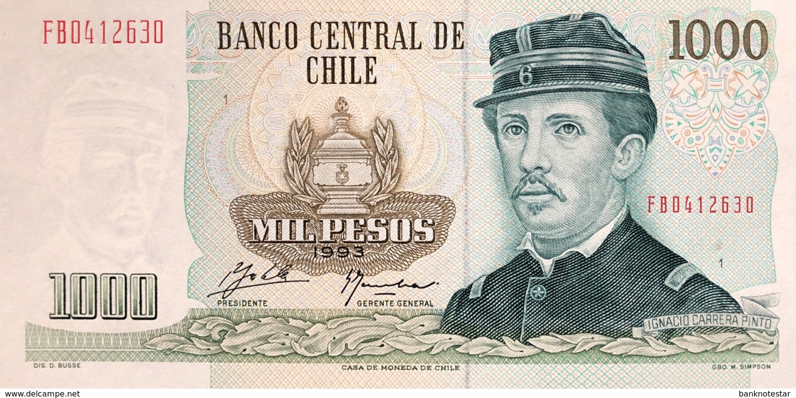 Chile 1.000 Pesos, P-154e (1993) - UNC - Chile