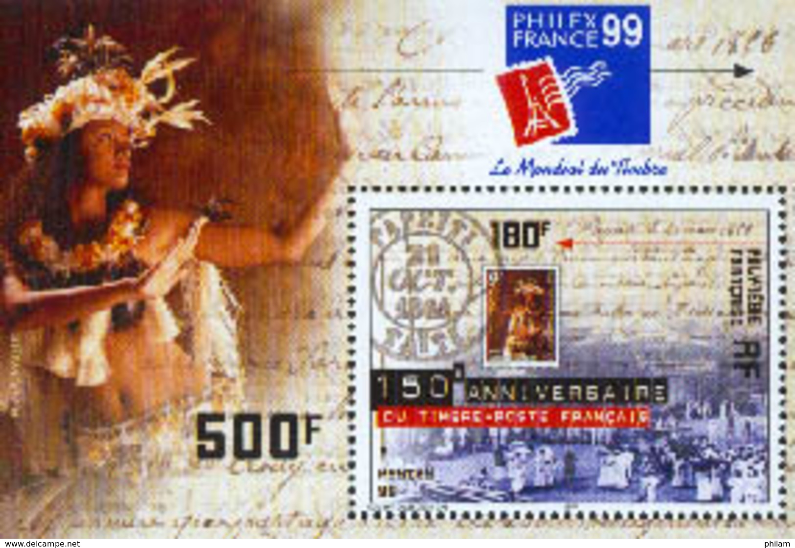 POLYNESIE 1999 - Philexfrance 99 - Timbre Sur Timbre - BF - Blocs-feuillets