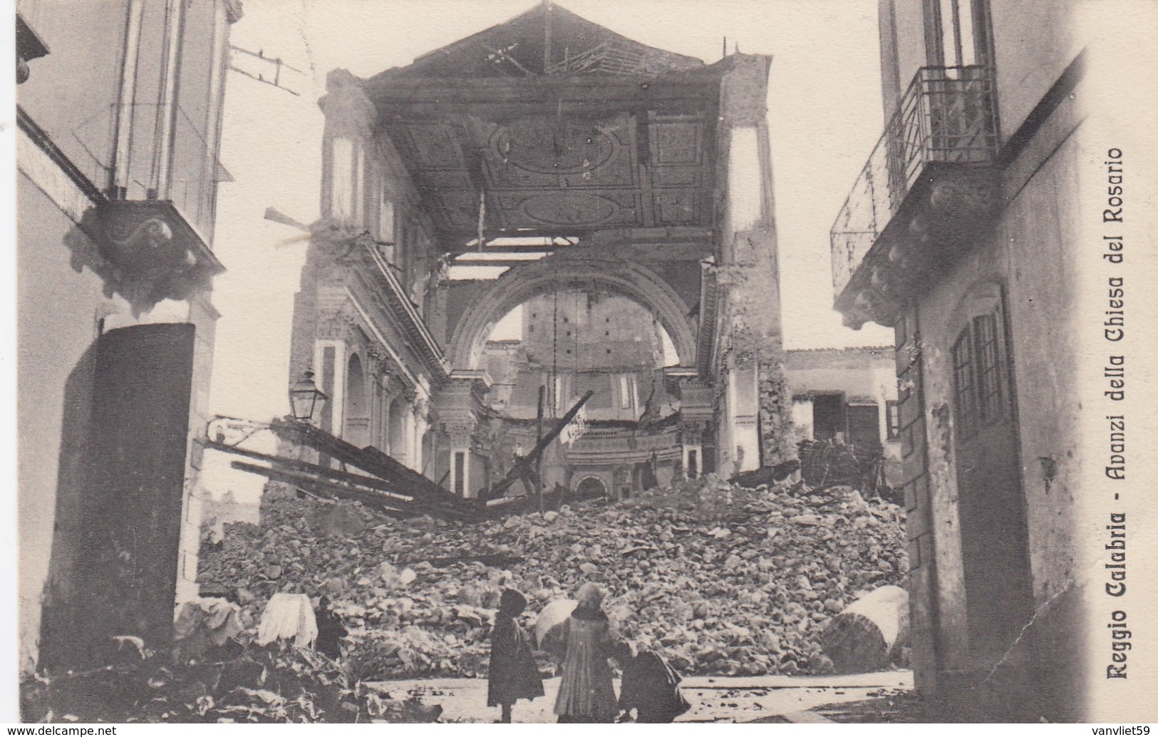 REGGIO CALABRIA-AVANZI DELLA CHIESA DEL ROSARIO-CARTOLINA VIAGGIATA IL 15-5-1913 - Reggio Calabria