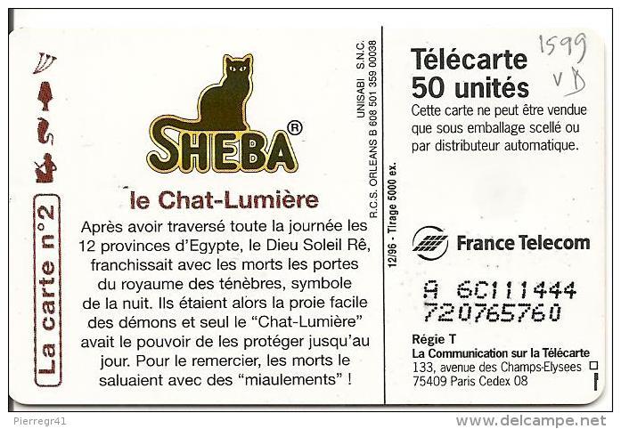 CARTE-PUCE-PRIVEE-PUBLIC- 50U-EN1599-SO3-12/96-JD-SHEBA-CHAT LUMIERE-UTILISE-TBE - 50 Unités   