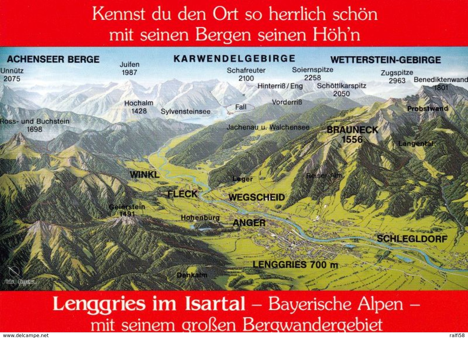 1 Map Of Germany * 1 Ansichtskarte Mit Der Landkarte Von Lenggries Im Isartal Und Umgebung * - Landkarten