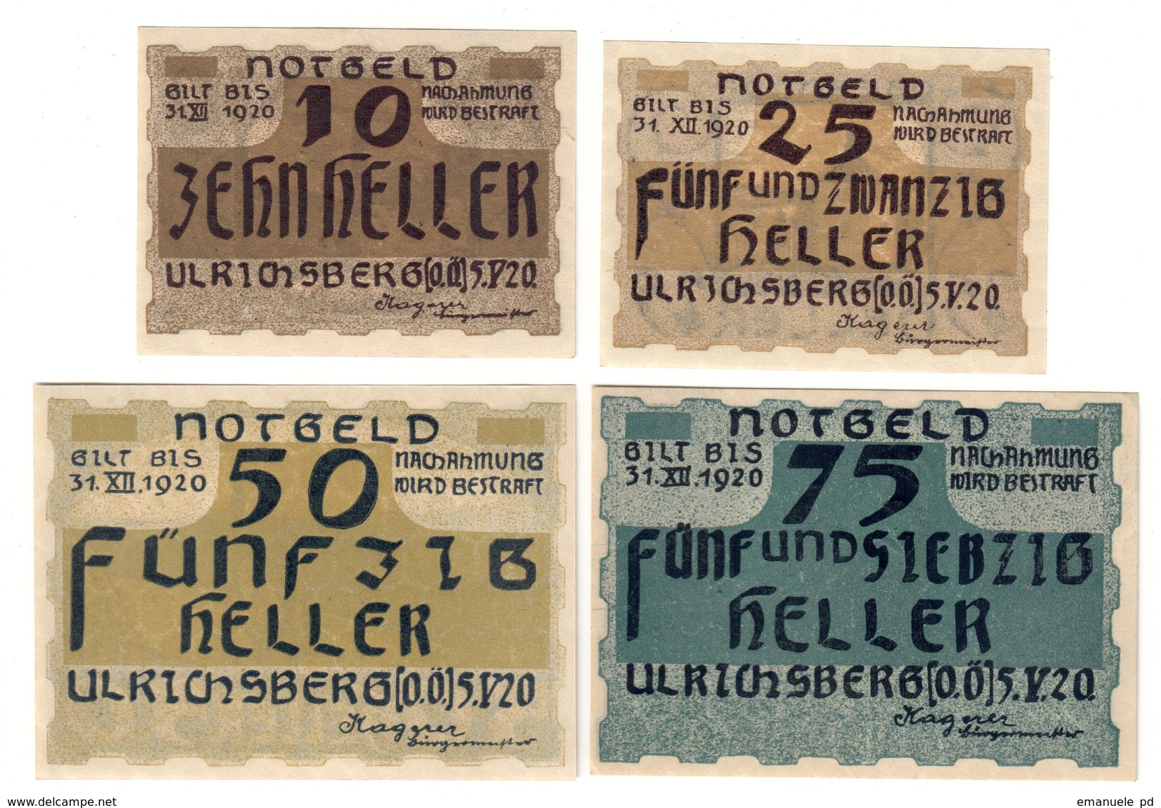 Austria Notgeld Lot / Set - ULRICHSBERG X 4 - Austria