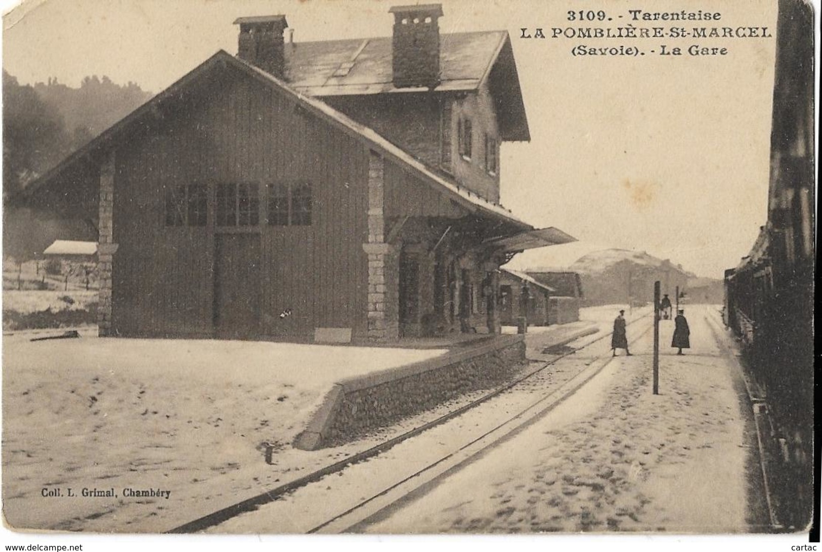 D73 - LA PLOMBIERE ST MARCEL - LA GARE - TARENTAISE - Train Sur La Droite - Personnes  Dans La Neige - Otros & Sin Clasificación