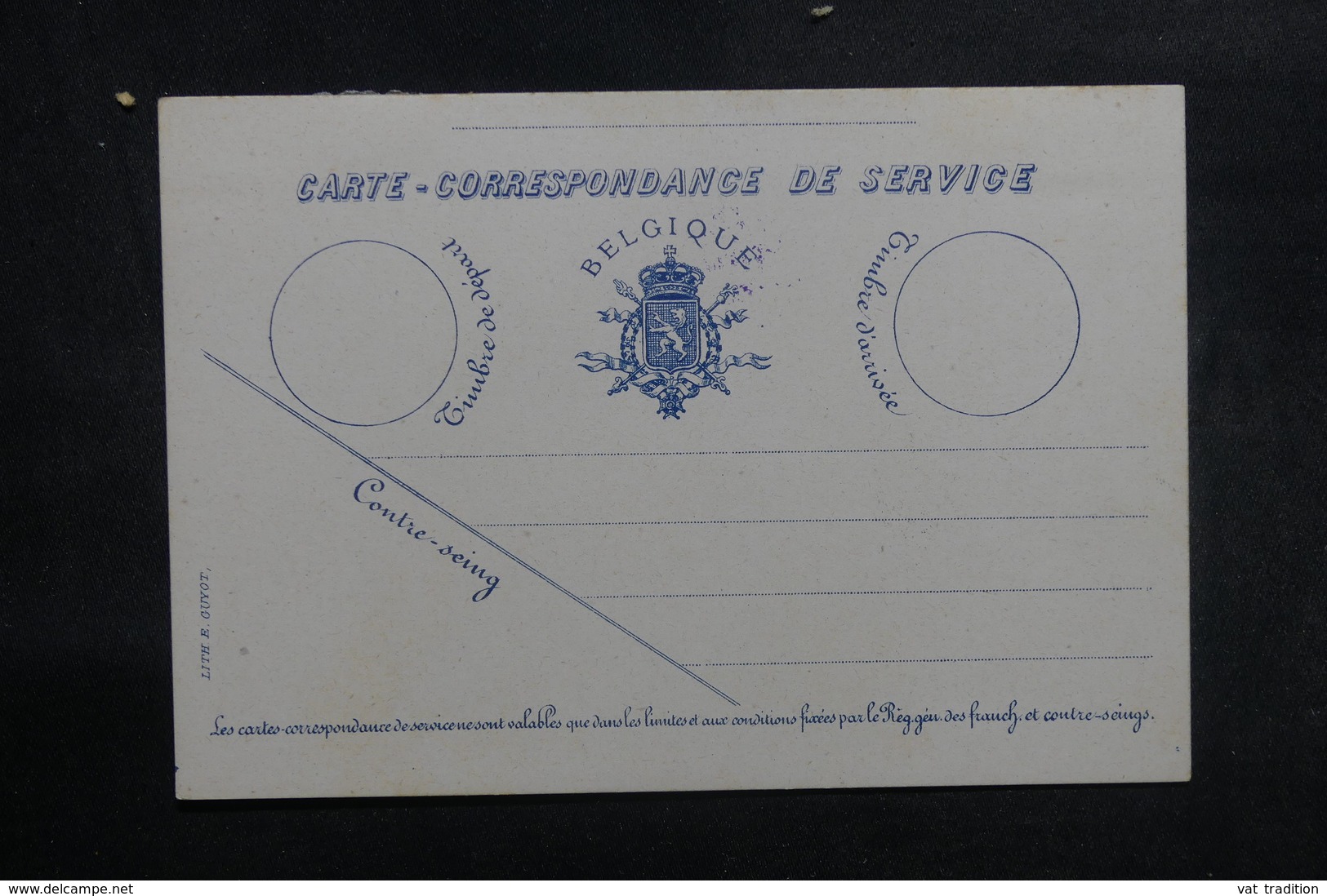 BELGIQUE - Carte Postale De Service En Franchise Non Circulé - L 39082 - Franchise