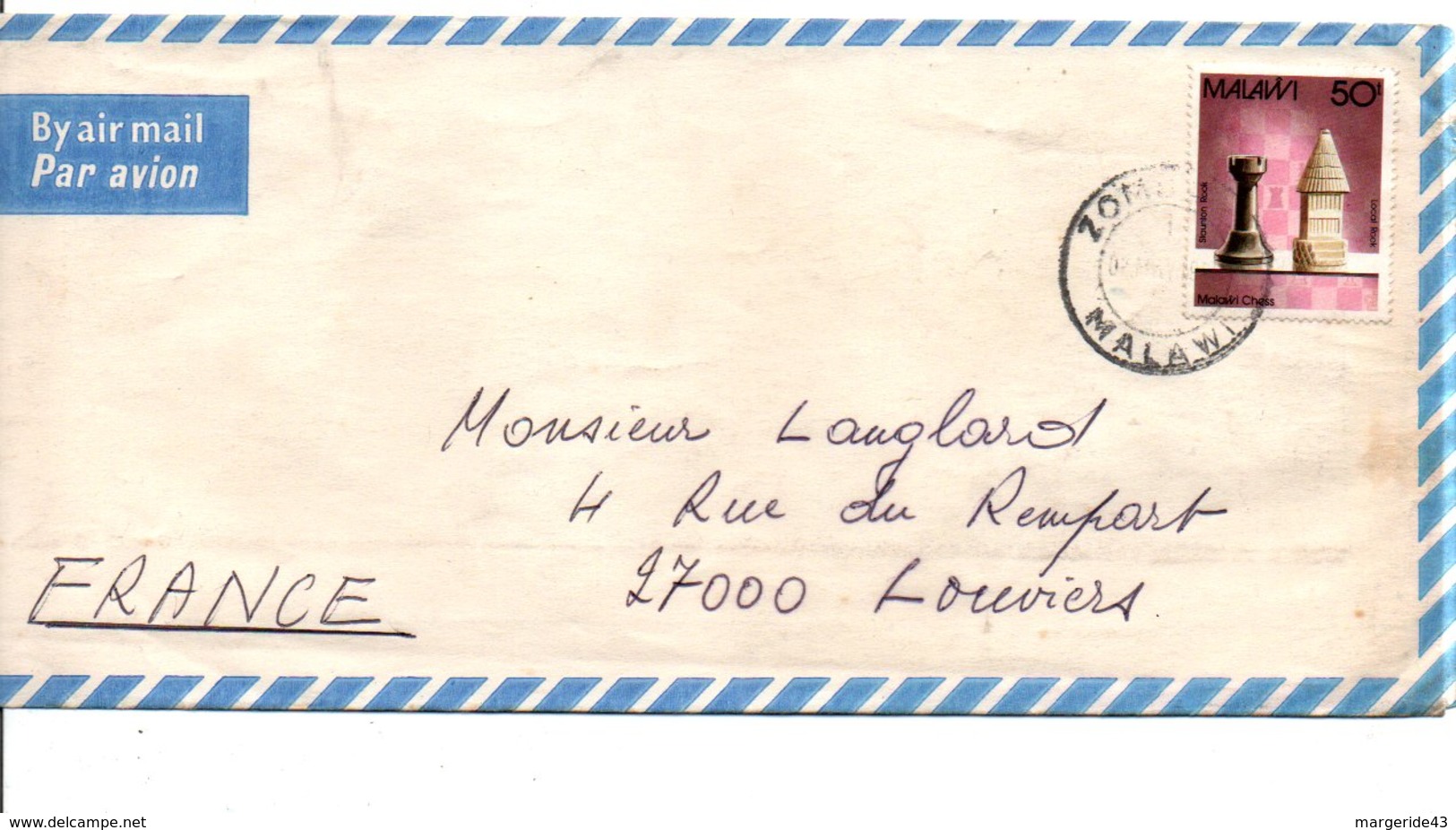 MALAWI LETTRE A EN TETE POUR LA FRANCE - Malawi (1964-...)