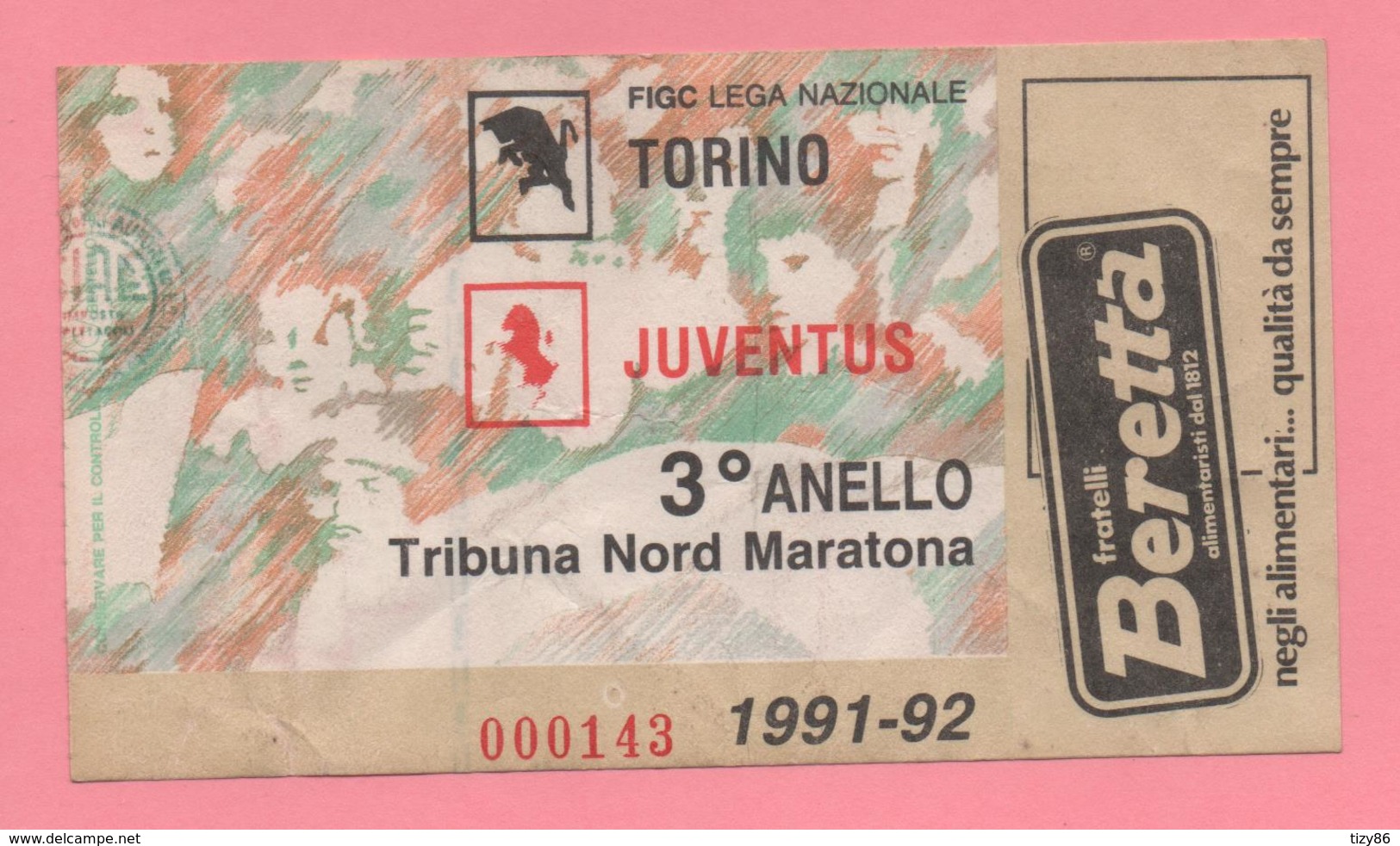 Biglietto D'ingresso Stadio Torino Juventus 1991-92 - Toegangskaarten
