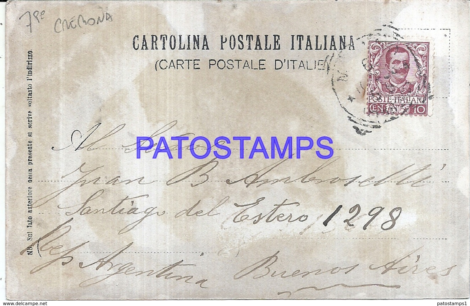 117861 ITALY CREMONA LOMBARDIA COSTUMES PEOPLE CIRCULATED TO ARGENTINA POSTAL POSTCARD - Autres & Non Classés