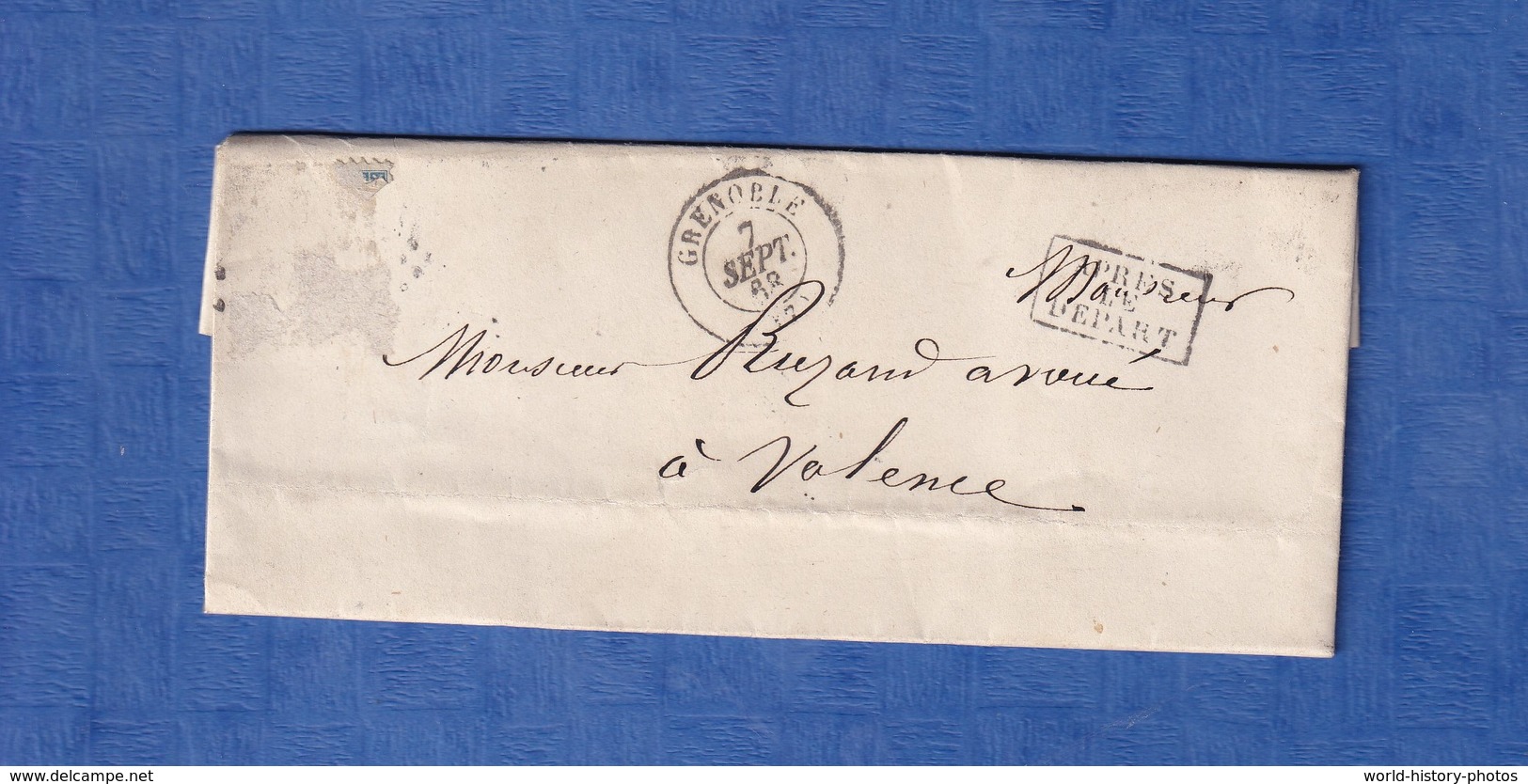 Lettre Anciene De 1868 - GRENOBLE - Alphonse RABATEL Avoué Prés La Cour - Cachet " Aprés Le Départ " - 1849-1876: Période Classique