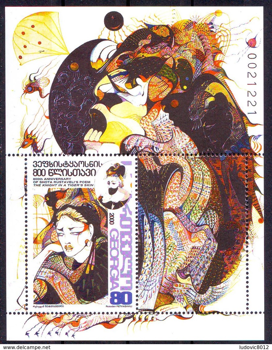 Georgie Georgia 2000 Poète Poet Shota Rustaveli Block MNH** - Géorgie