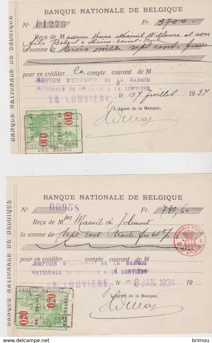 Belgique, Chèque De Banque. - Cheques & Traverler's Cheques