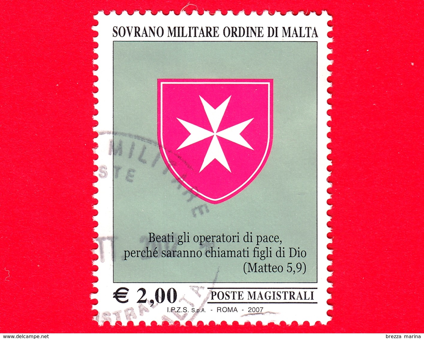 SMOM - Sovrano Militare Ordine Di Malta - Usato - 2007 - Croce Ottagona E Le Beatitudini -  2 € - Sovrano Militare Ordine Di Malta