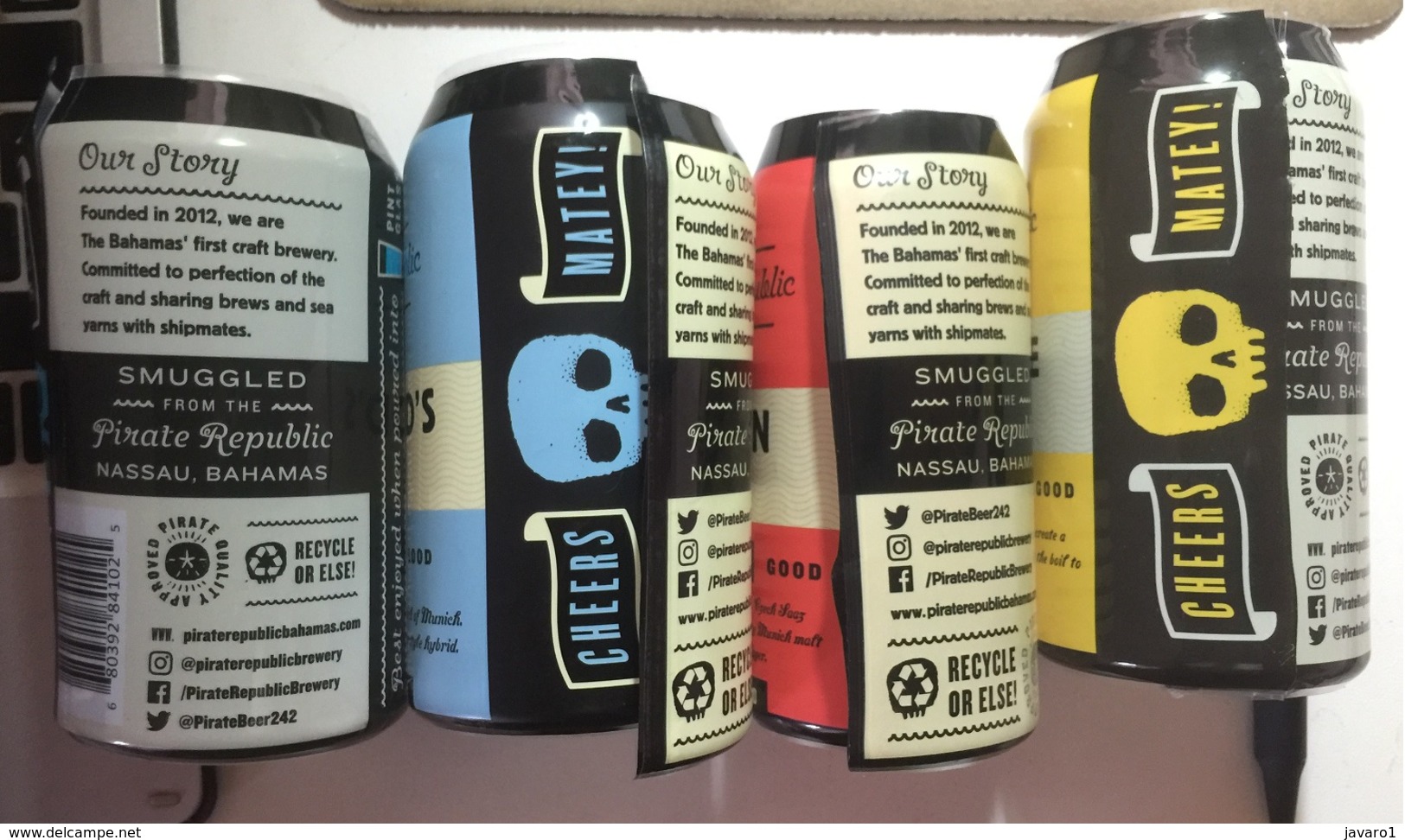 BAHAMAS :  4 Can Labels From PIRATE REPUBLIC Brewery Nassau , VERY RARE - Bière