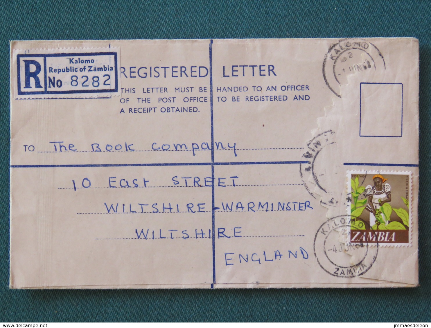 Zambia 1968 Registered Cover To England - Tobacco Harvest - Zambia (1965-...)