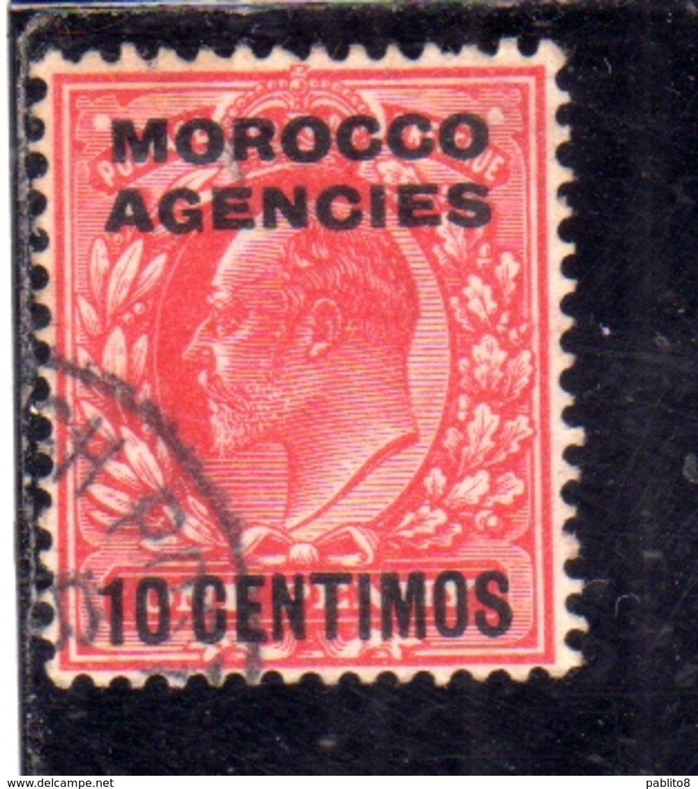 MAROC MAROCCO MOROCCO AGENCIES 1907 1910 KING EDWARD RE EDOARDO CENT. 10c On 1p USATO USED OBLIT - Uffici In Marocco / Tangeri (…-1958)