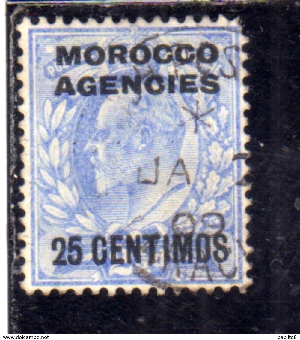 MAROC MAROCCO MOROCCO AGENCIES 1907 1910 KING EDWARD RE EDOARDO CENT. 20c On 2p USATO USED OBLIT - Uffici In Marocco / Tangeri (…-1958)