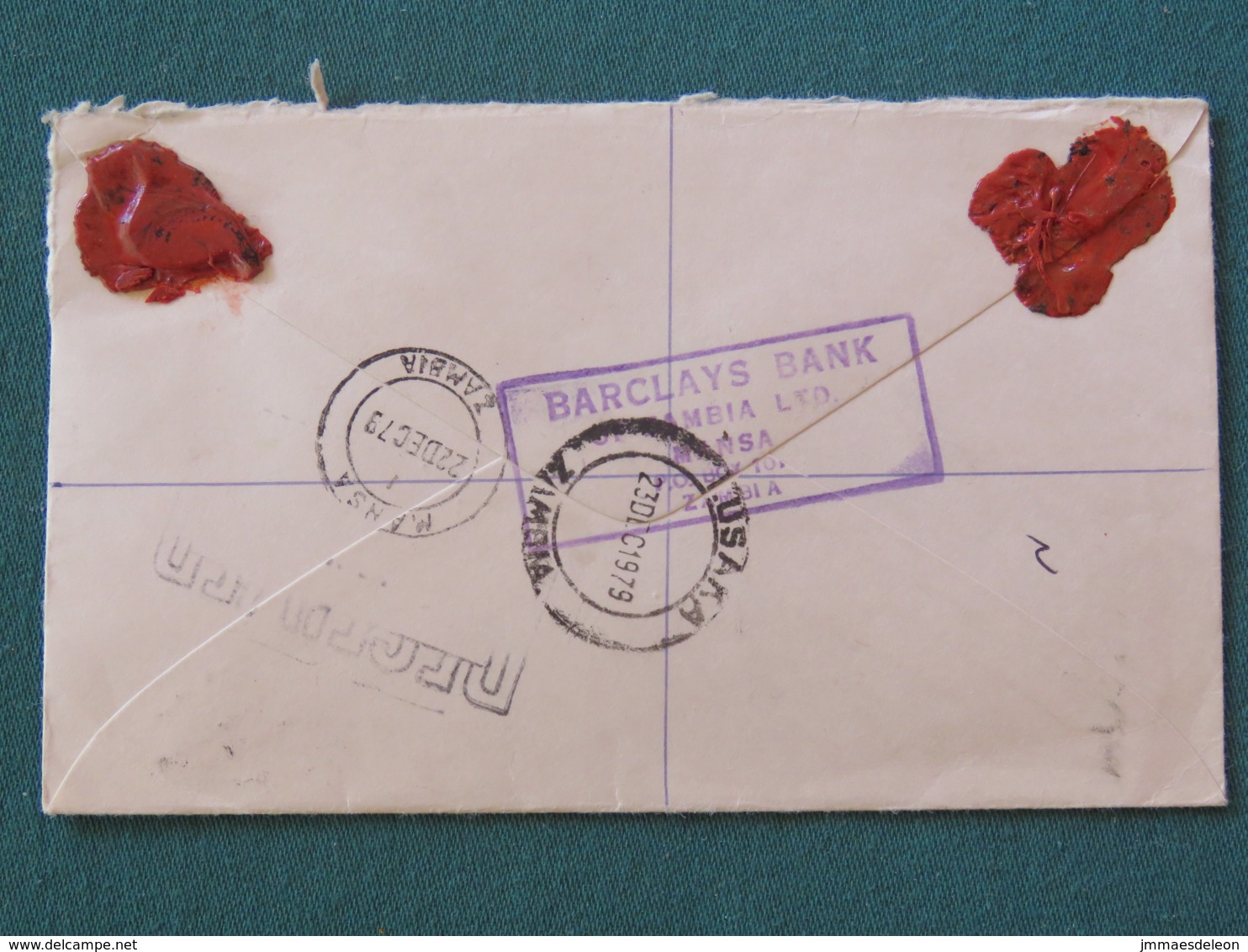 Zambia 1979 Registered Cover To England - Elephant - Warrior Traditional Costume - Pangolin Ant Eater - Wax Sealed - Zambie (1965-...)