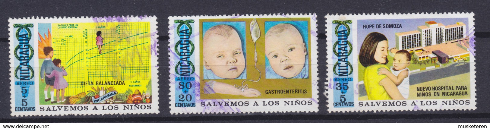 Nicaragua 1973 Mi. 1736, 1739, 1741 Gesundheitsschutz Der Kinder - Nicaragua