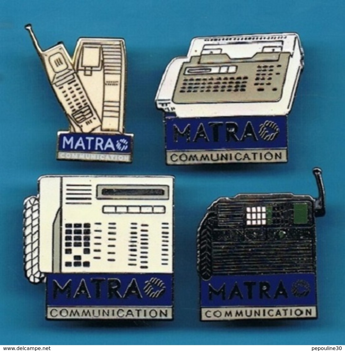 4 PIN'S //  ** LOGOS / MATRA COMMUNICATION ** - Lots