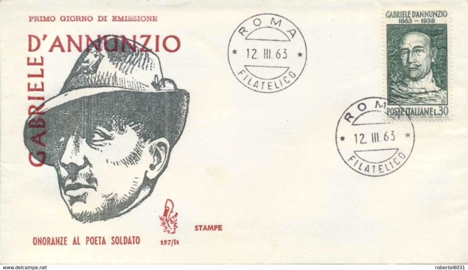 Italia Italy 1963 FDC VENETIA Centenario Nascita Scrittore Gabriele D'Annunzio Writer - Scrittori