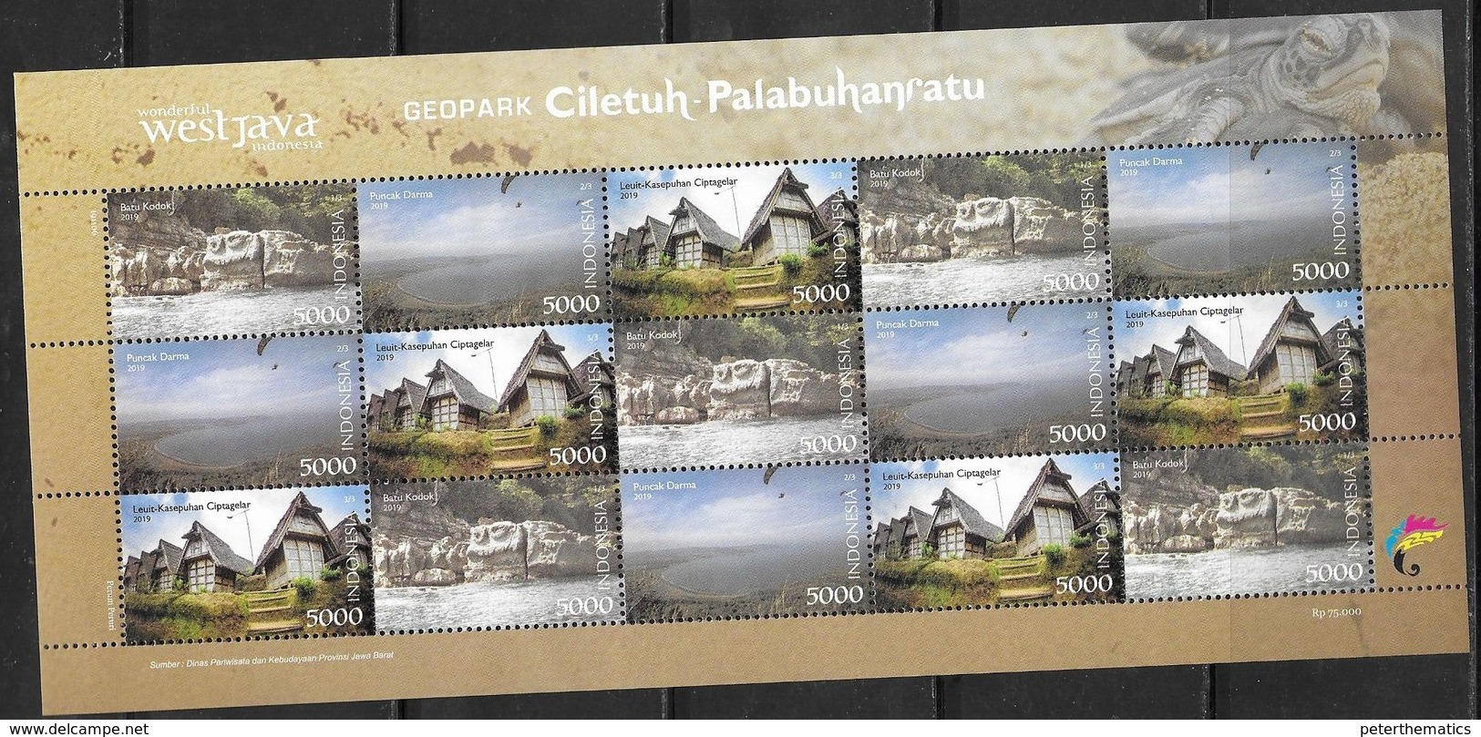 INDONESIA, 2019, MNH, GEOPARKS, GEOPARK CILETUH-PALABUHANRATU, SHEETLET OF 15v( 5 Sets) - Other & Unclassified