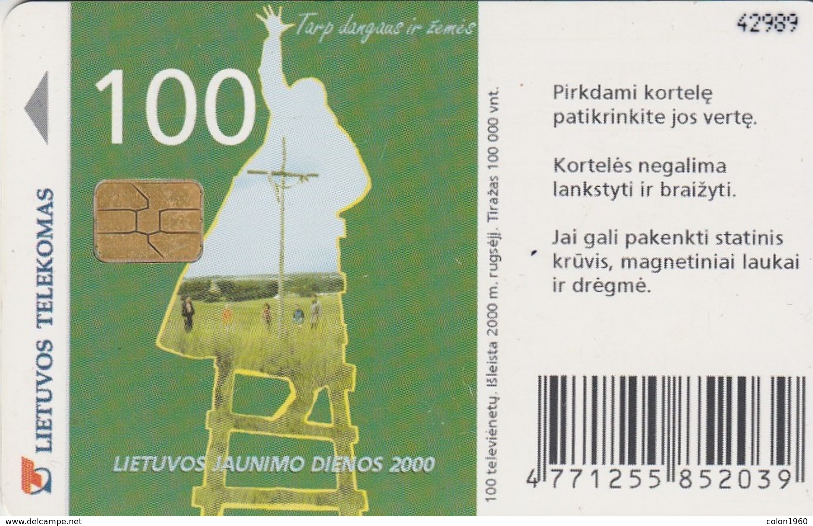 LITUANIA. CHIP. The Year 2000 - The Youth Year. LT-LTV-C058. (045). - Lituania