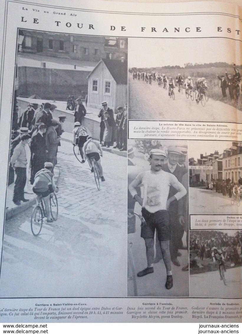 1911 CYCLISME - LE TOUR DE FRANCE - GARRIGOU VAINQUEUR - LONDINIERES - SAINT VALERY EN CAUX - VEULES LES ROSES - Autres & Non Classés