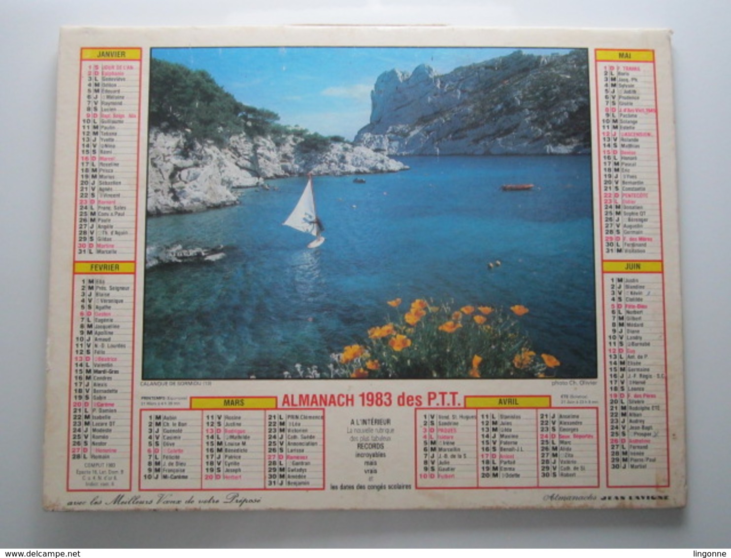 1983 ALMANACH DES P.T.T Calendrier Des Postes GIRONDE 33 - Petit Format : 1981-90