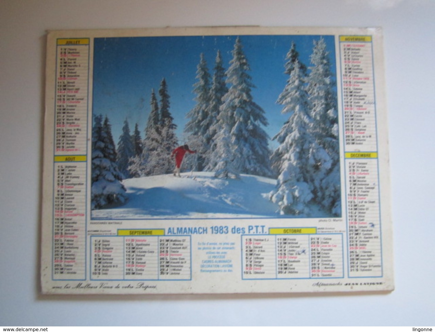 1983 ALMANACH DES P.T.T Calendrier Des Postes GIRONDE 33 - Petit Format : 1981-90