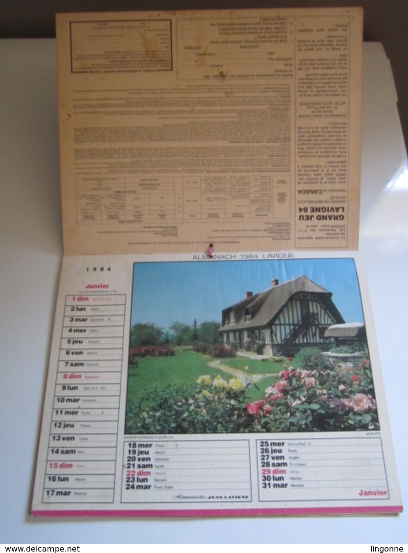 1984 ALMANACH DES P.T.T Calendrier Des Postes HAUTE-MARNE 52 - Petit Format : 1981-90