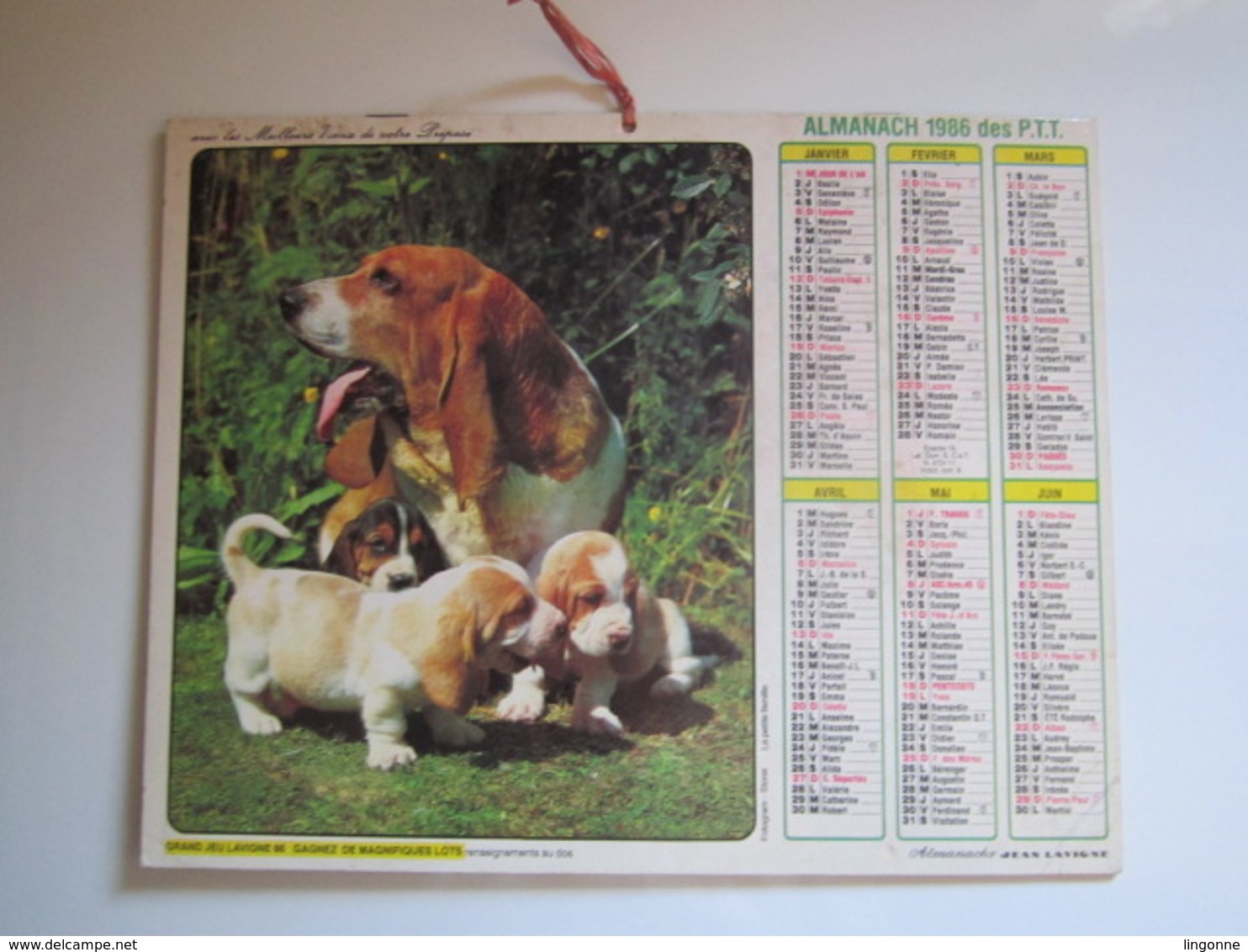 1986 ALMANACH DES P.T.T Calendrier Des Postes HAUTE-MARNE 52 - Petit Format : 1981-90
