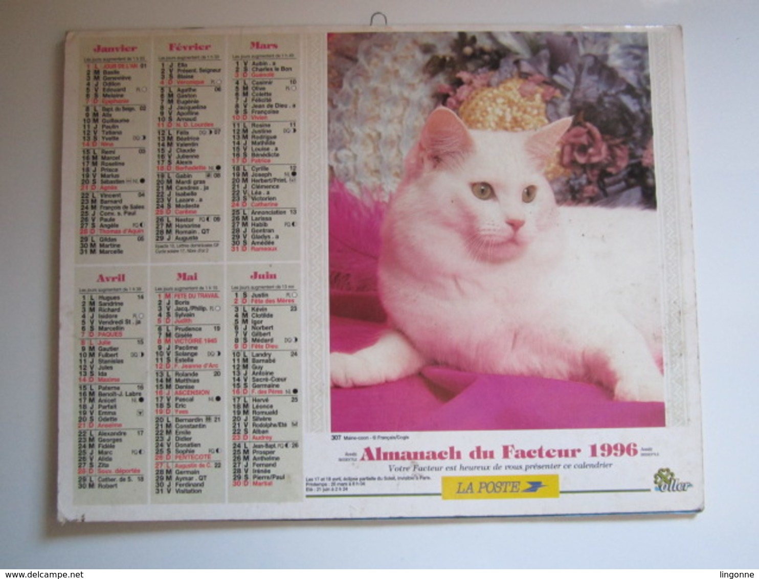 1996 ALMANACH DU FACTEUR Calendrier Des Postes HAUTE-MARNE 52 - Petit Format : 1991-00